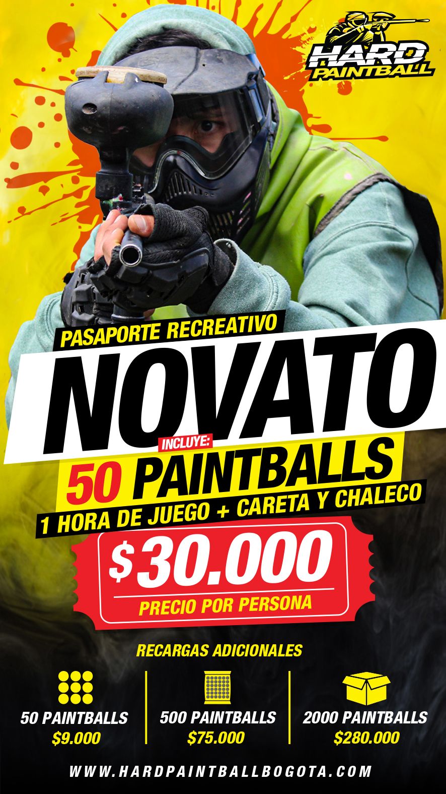 tarifa novato Hard paintball Bogota